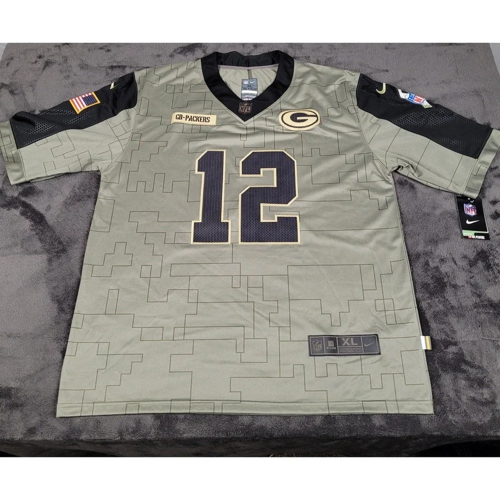 Nike Green Bay Packers Aaron Rodgers NFL Salute To Service On Field Jersey Sz XL